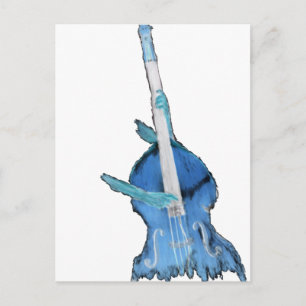 rechthoekige bas, gespeeld door twee handen, blauw briefkaart