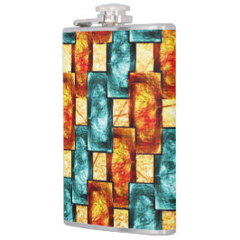 Rechthoekige borden, gekleurd, cyaan sinaasappel heupfles