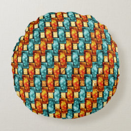 Rechthoekige borden, gekleurd, oranje cyaan rond kussen