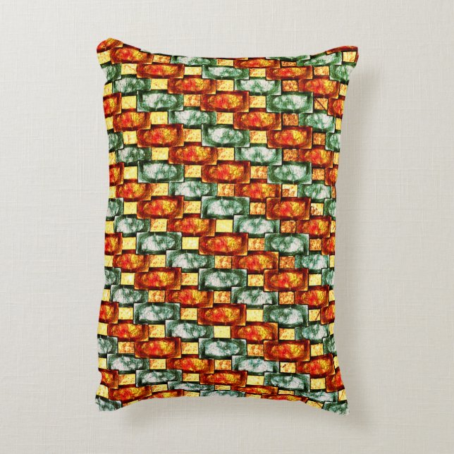 Rechthoekige borden, gekleurd, rood groen accent kussen (Achterkant (Verticaal))