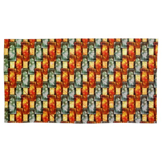 Rechthoekige borden, gekleurd, rood groen kussensloop (Voorkant-Links)