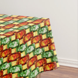 Rechthoekige borden, gekleurd, rood groen tafelkleed