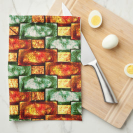 Rechthoekige borden, gekleurd, rood groen theedoek