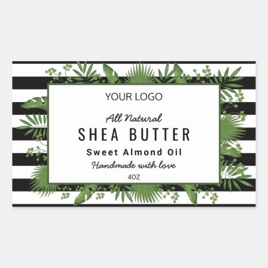 Rechthoekige groene botanische bladsticker sticker (Voorkant)