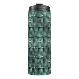 Rechthoekige indelingen in groene kleur en donkere thermosbeker