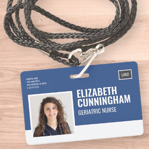 Rechthoekige Logo Verpleegster Foto Barcode ID Hor Badge