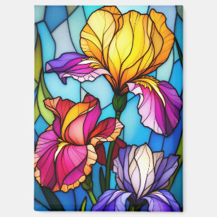 Rechthoekige magneet met glas-in-lood irisbloem