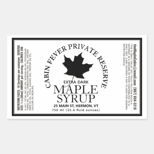 Rechthoekige mantel met voedingsfeiten rechthoekige sticker (Voorkant)