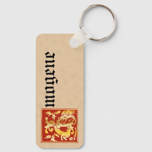 Rechthoekige mythische creaties decoratief kapitaa sleutelhanger (Achterkant)