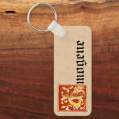 Rechthoekige mythische creaties decoratief kapitaa sleutelhanger (Voorkant)