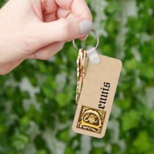 Rechthoekige mythische creaties decoratief kapitaa sleutelhanger
