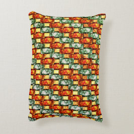 Rechthoekige platen, gesneden en gekleurd, rood gr accent kussen