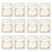 Rechthoekige roze konijnenboekjes sticker (Voorkant)