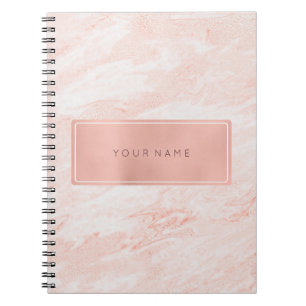 Rechthoekige roze roze goudpoeder Metaalmarmer Notitieboek
