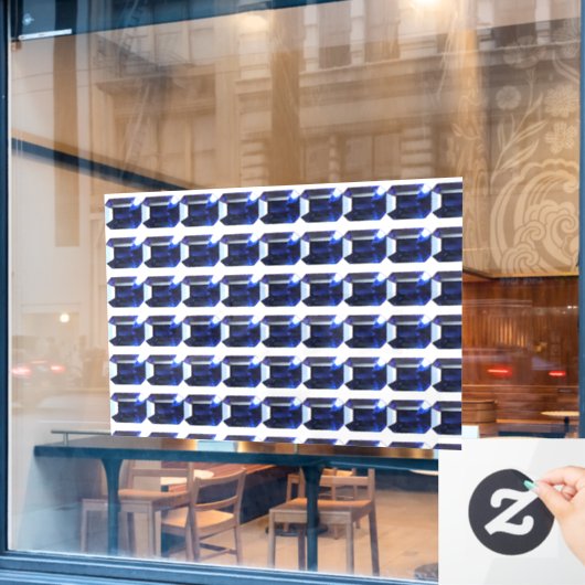 Rechthoekige saffierblauw raamsticker (Cafe Raam)