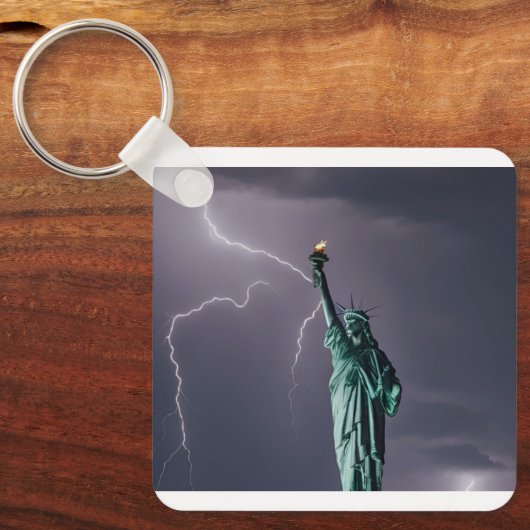 Rechthoekige sleutelhanger Vrijheidsbeeld ontwerp (Voorkant)