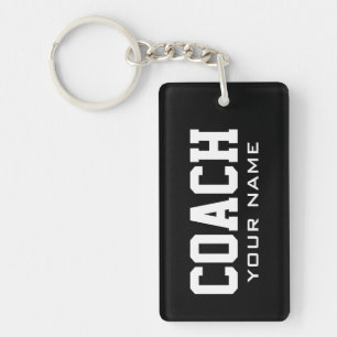 Rechthoekige sportcoach-sleutelhanger met aangepas sleutelhanger
