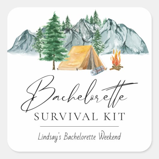 Rechthoekige sticker Bachelorette Survival Kit (Voorkant)