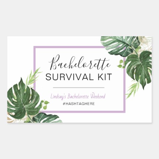 Rechthoekige sticker Bachelorette Survival Kit (Voorkant)