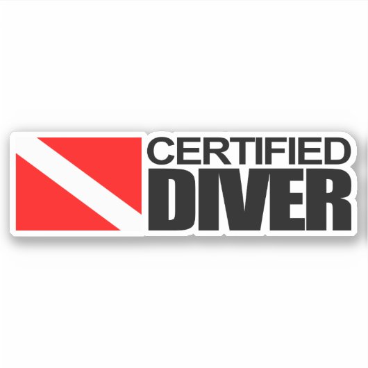 Rechthoekige Sticker gecertificeerde duiker (Voorkant)