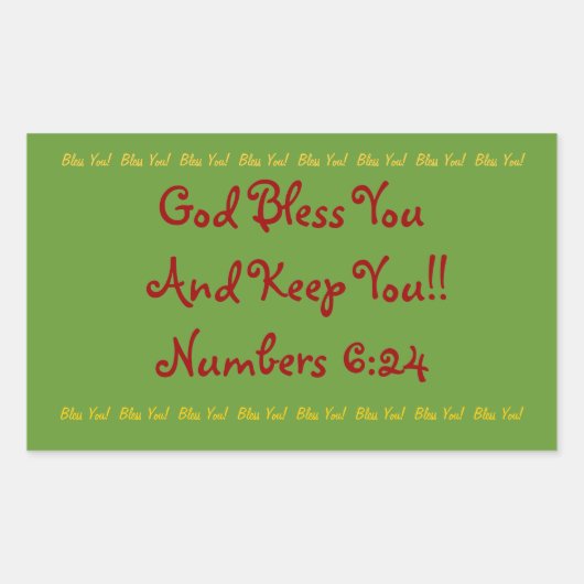 Rechthoekige sticker "God zegene U!" (Voorkant)
