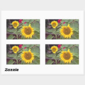 Rechthoekige sticker met 2 zonnebloemen (Vel)