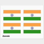 Rechthoekige sticker met Indiase vlag (Vel)