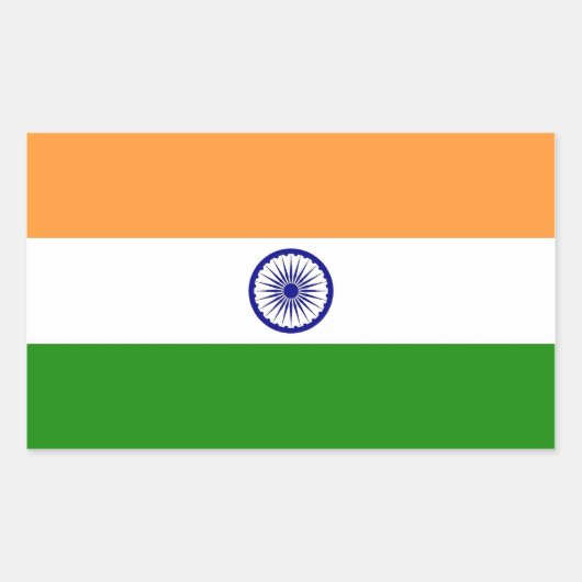 Rechthoekige sticker met Indiase vlag (Voorkant)