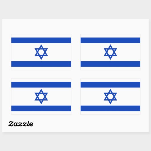 Rechthoekige sticker met Israëlische vlag (Vel)