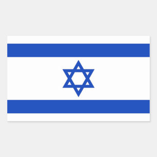 Rechthoekige sticker met Israëlische vlag