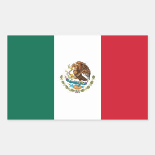Rechthoekige sticker met Mexicaanse vlag
