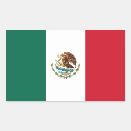 Rechthoekige sticker met Mexicaanse vlag (Voorkant)