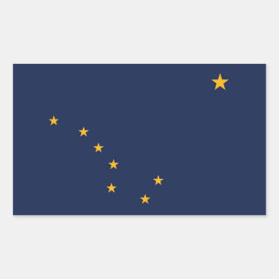 Rechthoekige sticker met vlag van Alaska, U.S.A.