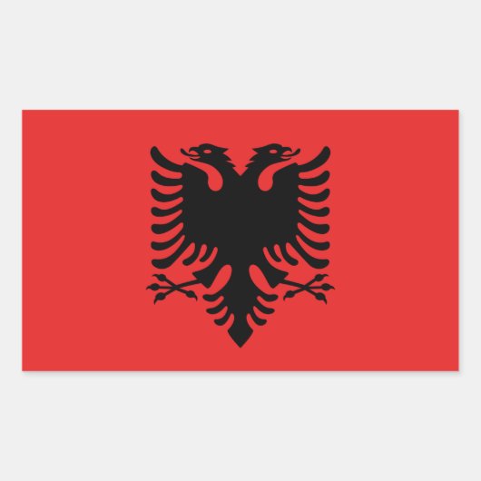 Rechthoekige sticker met vlag van Albanië (Voorkant)