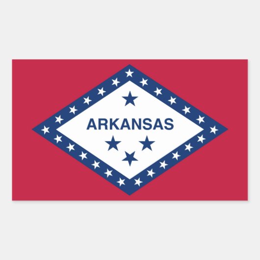Rechthoekige sticker met vlag van Arkansas, Vereni (Voorkant)