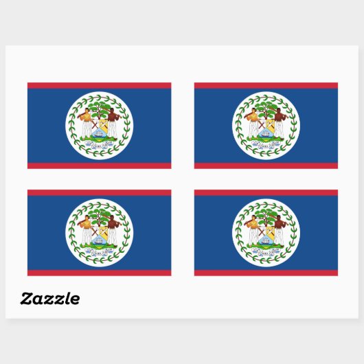 Rechthoekige sticker met vlag van Belize (Vel)