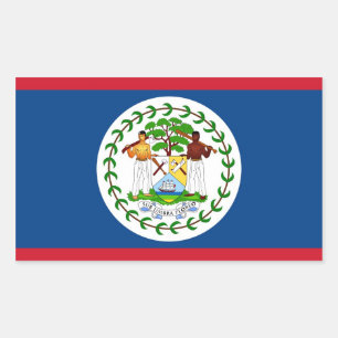 Rechthoekige sticker met vlag van Belize