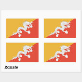 Rechthoekige sticker met vlag van Bhutan (Vel)