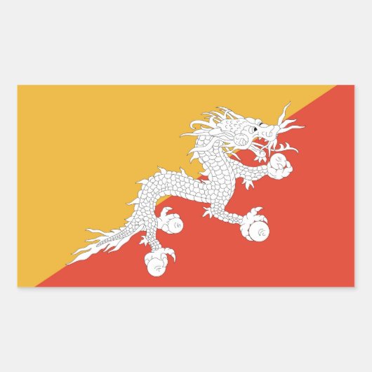 Rechthoekige sticker met vlag van Bhutan (Voorkant)