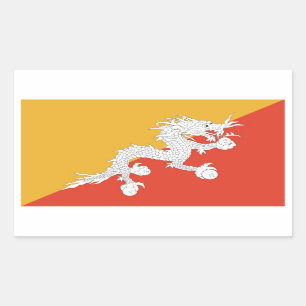 Rechthoekige sticker met vlag van Bhutan