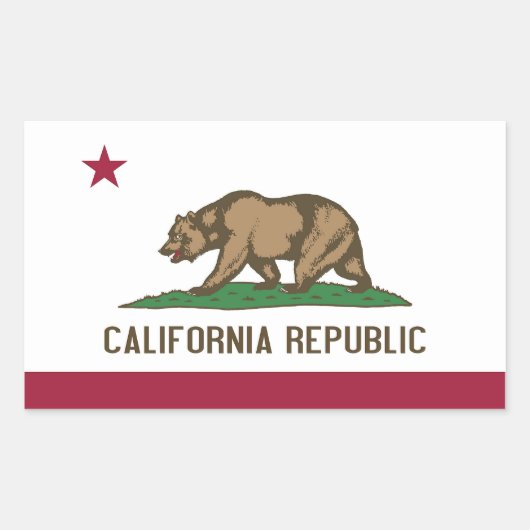 Rechthoekige sticker met vlag van Californië, VS. (Voorkant)