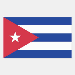 Rechthoekige sticker met vlag van Cuba