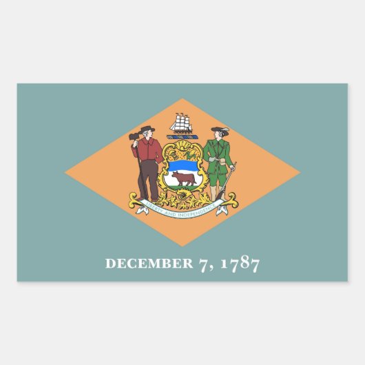 Rechthoekige sticker met vlag van Delaware, Vereni (Voorkant)