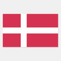 Rechthoekige sticker met vlag van Denemarken