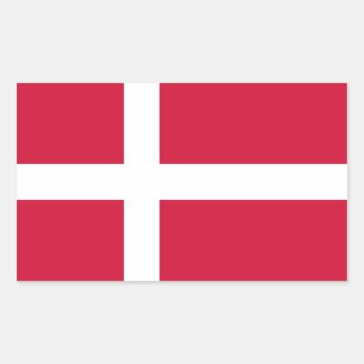 Rechthoekige sticker met vlag van Denemarken (Voorkant)