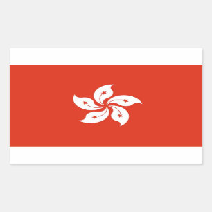 Rechthoekige sticker met vlag van Hongkong, China