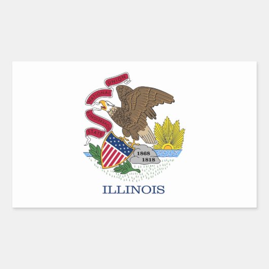 Rechthoekige sticker met vlag van Illinois, V.S.A. (Voorkant)