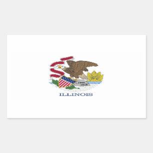 Rechthoekige sticker met vlag van Illinois, V.S.A.