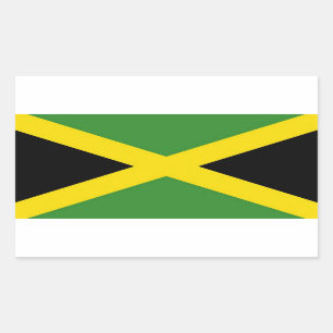 Rechthoekige sticker met vlag van Jamaica