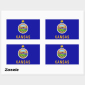 Rechthoekige sticker met vlag van Kansas, U.S.A. (Vel)